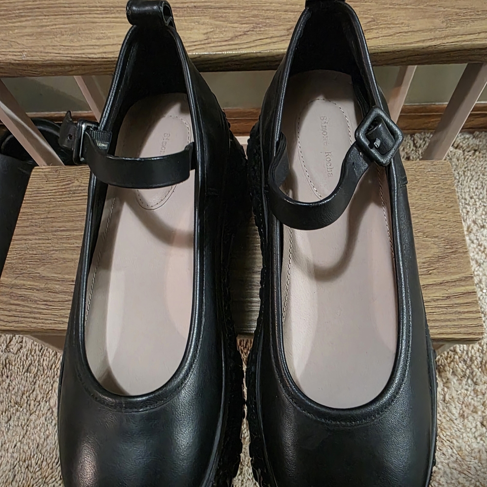 Simone Rocha Black Platform Shoes with Floral Accents - Picture 2 of 5